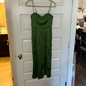 Abercrombie High-Slit Midi Dress in Green